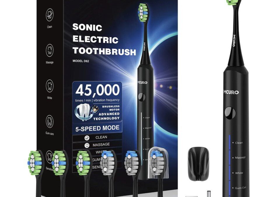 Sonic Electric Toothbrush with 6 Brush Heads for just $16.98 in Several Colors (Reg. $53.99)